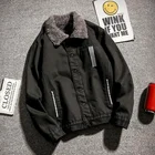 Куртка мужская джинсовая с лацканами, уличная одежда из плотного бархата и овечьей шерсти, свободная уличная одежда в Корейском стиле для студентов, Осень-зима