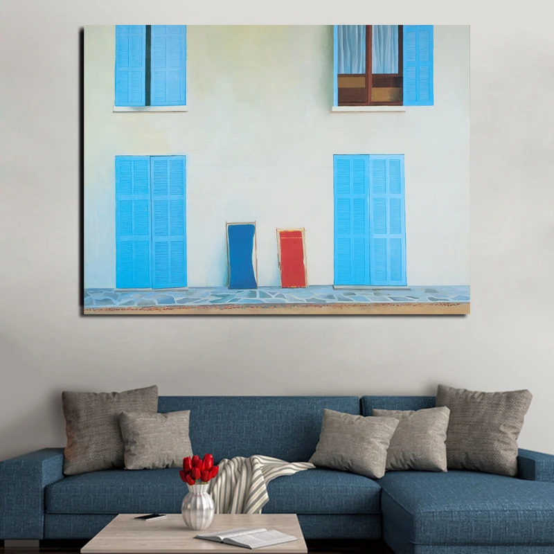 

David Hockneies Two Deck Chairs Wall Art Canvas Posters Prints Painting Oil Wall Pictures Modern Living Room Home Decor Artwork