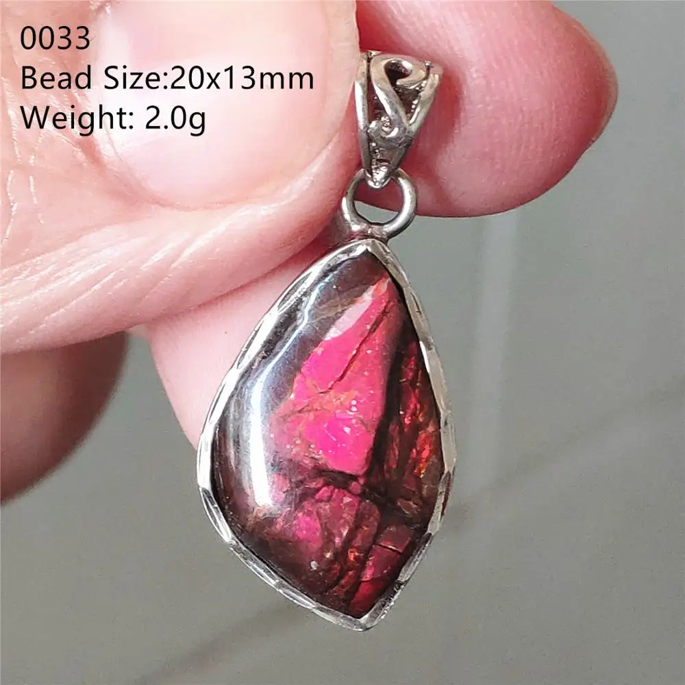 

Red Light Natural Ammonite Ammolite Pendant 925 Sterling Silver Gemstone Women Men From Canada Necklace AAAAA