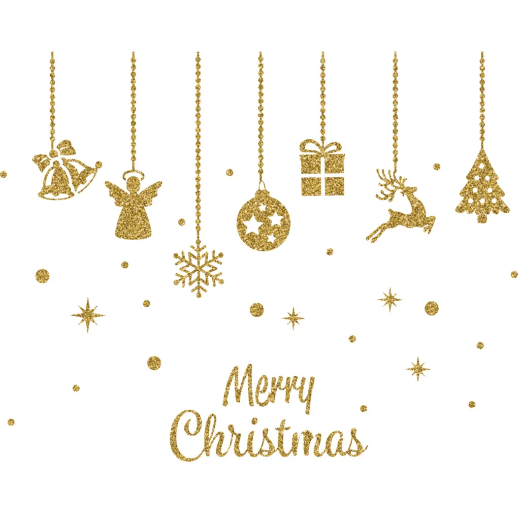 Новогодние новогодние наклейки на окно Золотая блестка Стикер Ресторан торговый