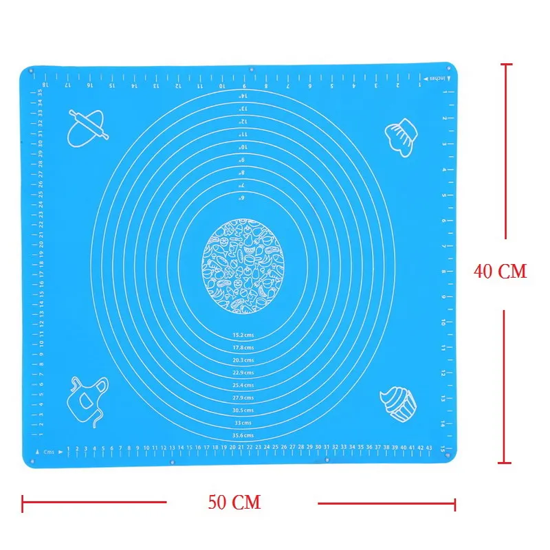 Blue 50 x 40 cm Силиконовый коврик для выпечки, тесто для пиццы, кондитерские изделия, кухонные гаджеты, инструменты для приготовления пищи, посуда для выпечки, коврики, вкладыши, предметы, принадлежности - Цвет: Blue 50 x 40 cm