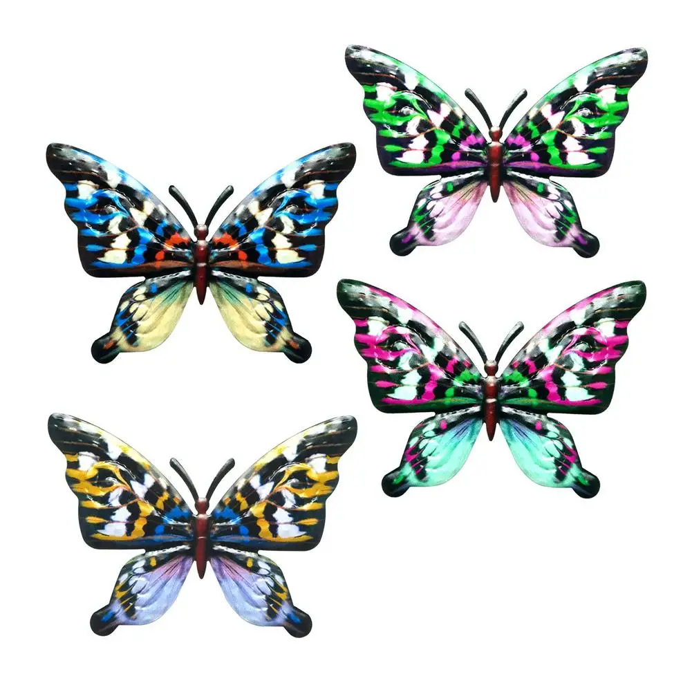 

4pcs Metal Butterfly Wall Decoration Hanging Sculpture Wall Artwork Garden Decoration Miniaturas Animal Outdoor Statues For Yard