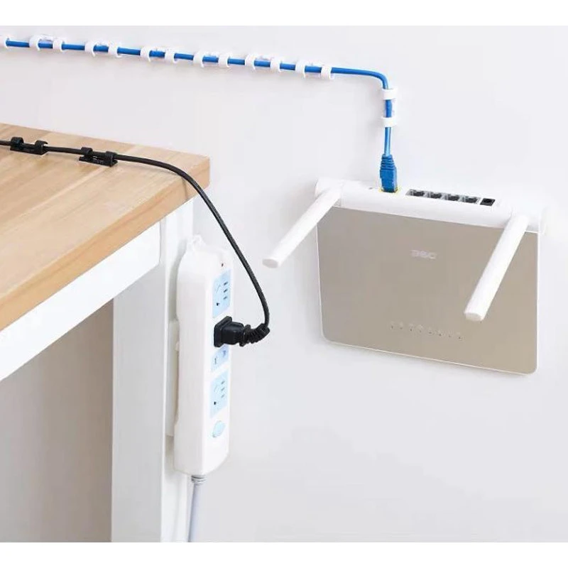 

SKTN Cable Organizer Fixing Clamp Workstation Clips Cord Management Holder USB Charging Data Line Cable Winder Storage