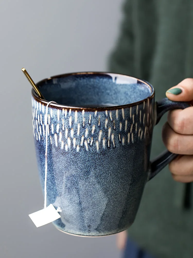 Керамическая кофейная дорожная кружка в стиле ретро с крышкой чашка для