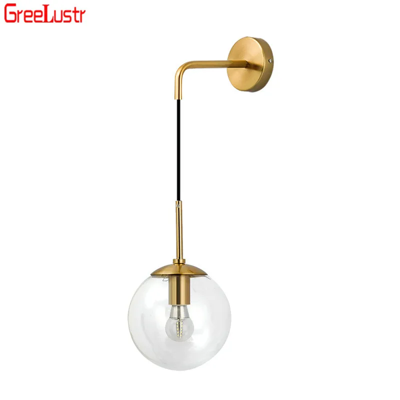 

Post-modern Glass Gold Wall Light Lustres Minimalist Design Home Deco Sconce Lampara for Bedside Aisle Fashion E14 Led Lamp