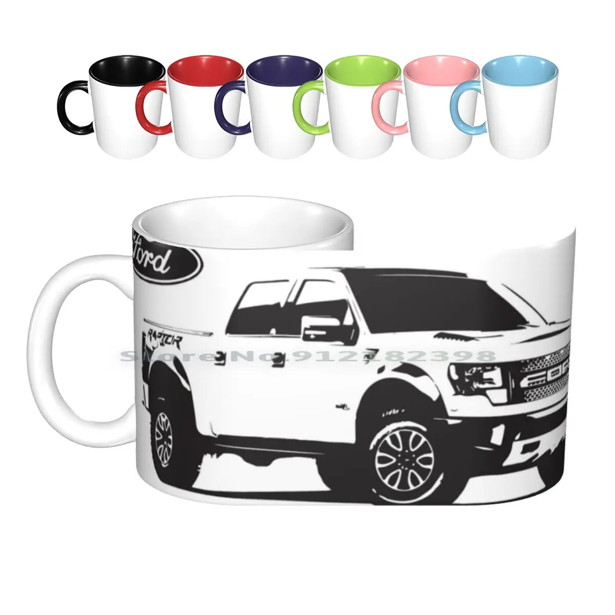 

Керамические кружки Raptor, кофейные чашки, кружка для молока, чая, грузовик, Раптор, черный силуэт V8 Meme F250, Лариат, задняя дверь, Бронко, Explorer ...