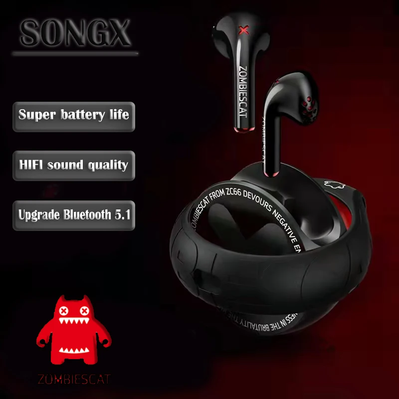 SONGX original tws wireless devil cat joint headset high-end noise reduction game in-ear earplugs trend charging | Электроника