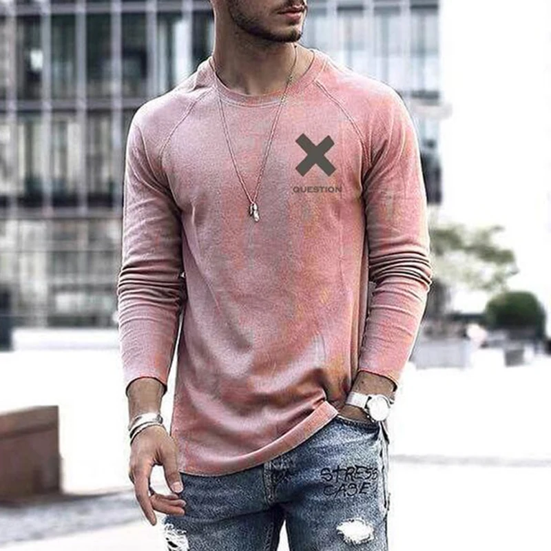 3XL Men's Elastic T-Shirt: Casual Long Sleeve O Neck Pullover Top for Fashionable Males; Print Design on Man Clothing - Brand Tee image 4