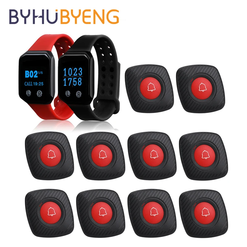 

BYHUBYENG Restaurant Pager Equipment Waiter Watch Wireless Call Button Service For Dentist Clinic Relogio Digital Enfermeria