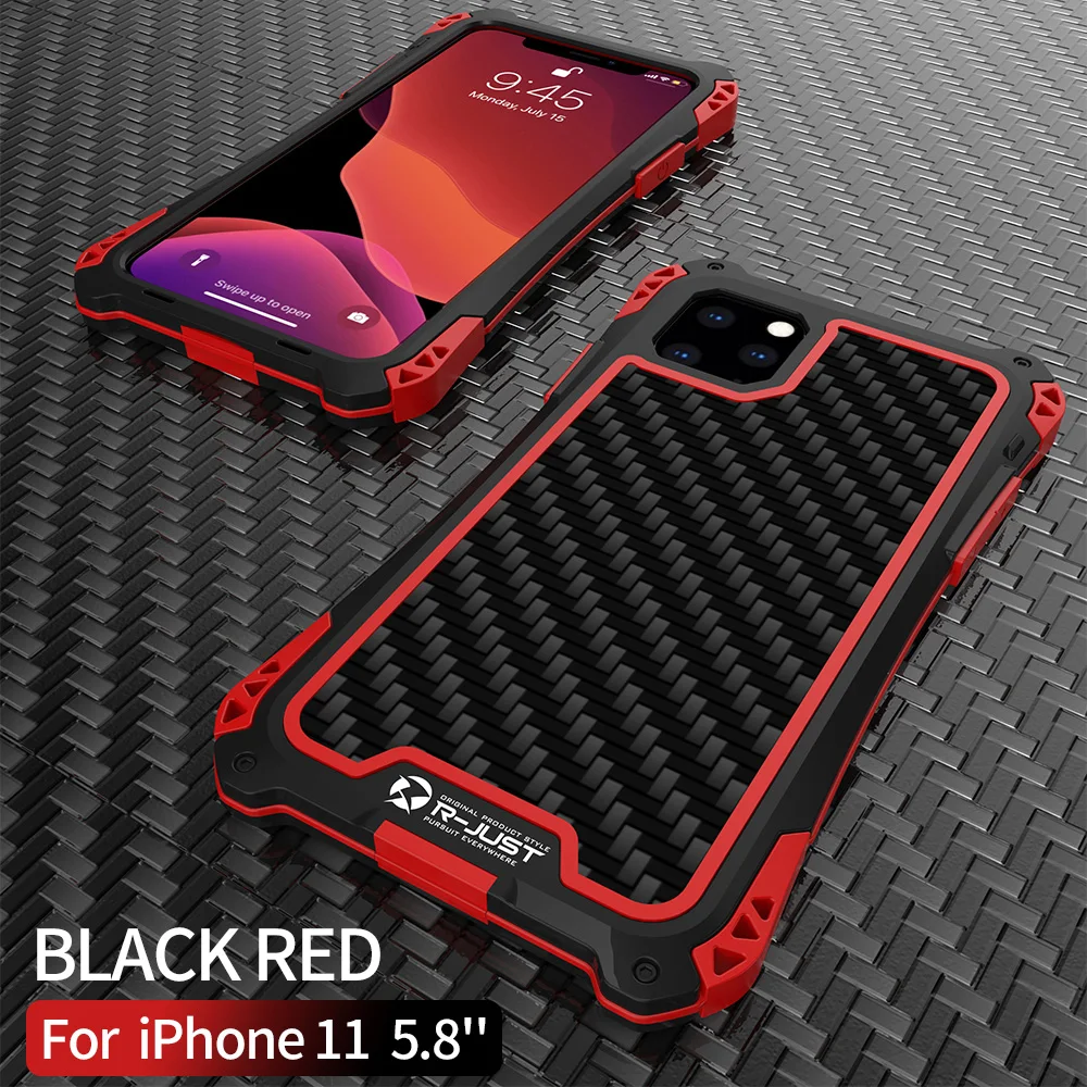 Металлический алюминиевый сверхпрочный бронированный чехол Doom для iPhone 11 iPhone 11 Pro Max чехол для iPhone 11 Pro Max Роскошный чехол - Цвет: Black red