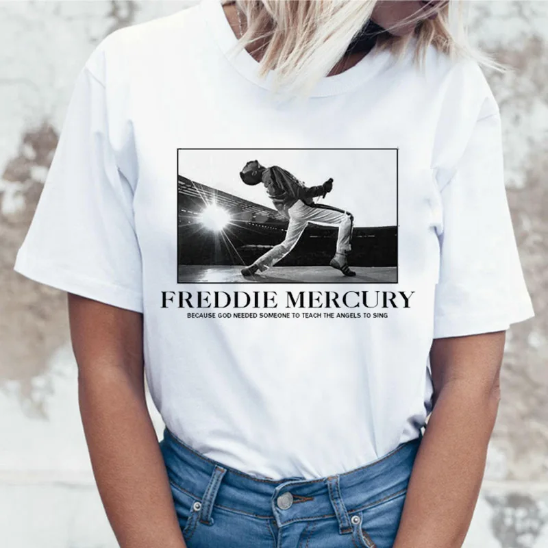 Новинка женская футболка топы с короткими рукавами и футболки Freddie Mercury Queen Band