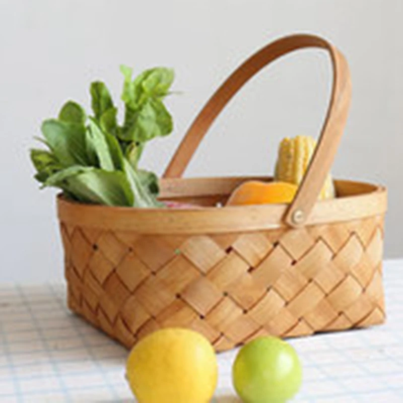 Тканая корзина пасторальная для фруктов овощей пикника хранения большая | Дом и