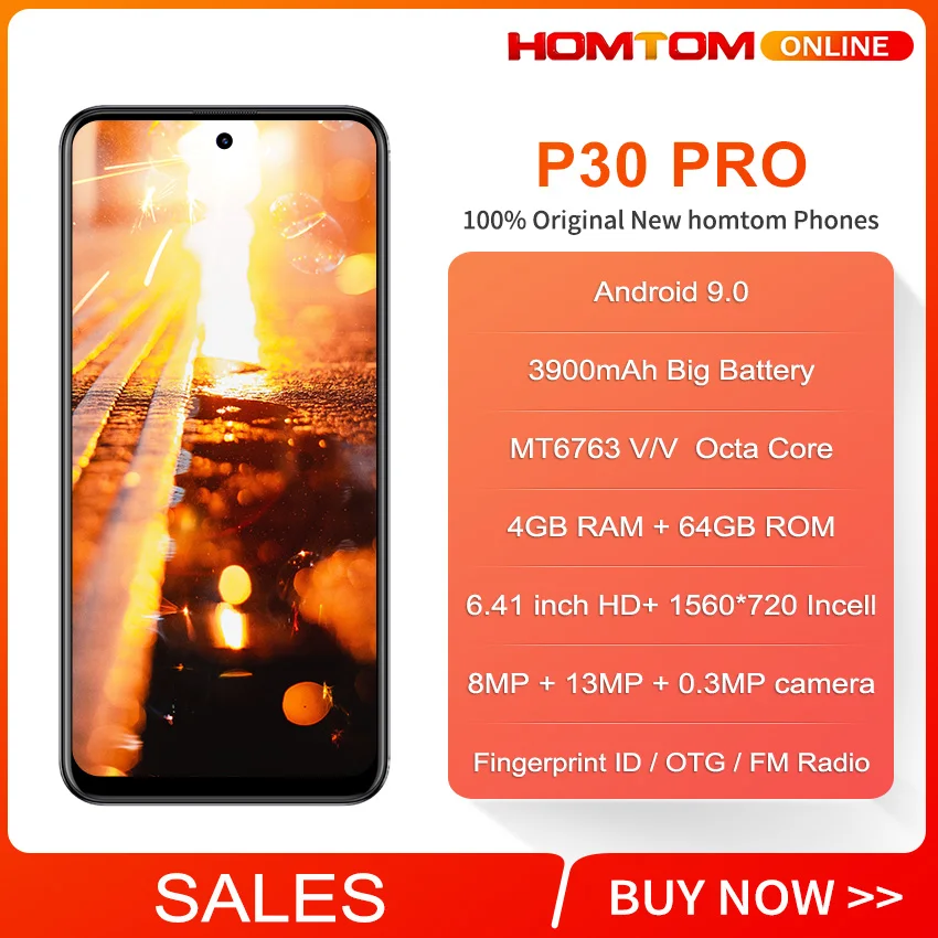 HOMTOM P30 Pro, 4 Гб ОЗУ, 64 Гб ПЗУ, Восьмиядерный мобильный телефон, 6,41 дюймов, полный дисплей, 13 МП, задняя камера, смартфон, отпечаток пальца
