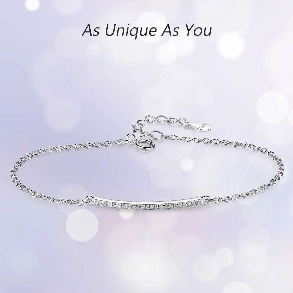 Модные 100% 925 стерлингового серебра Блестящий с украшением в виде кристаллов