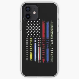 First Responders Hero Flag Usa Thin Line  Phone Case for iPhone 5 5S SE 11 12 13 Pro Max Mini X XS XR Max 6 6S 7 8 Plus Print