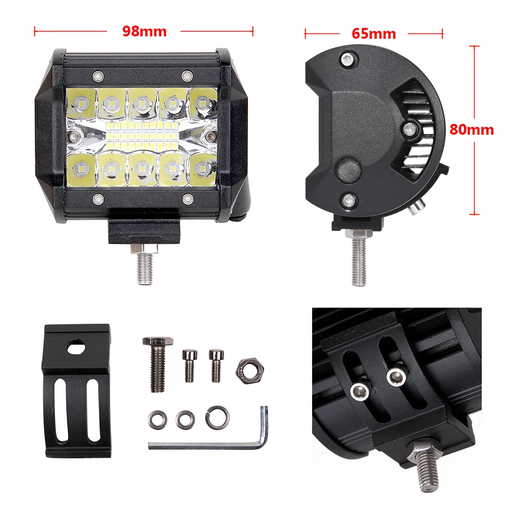 Светодиодный 4 дюймовый рабочий светильник для внедорожников 12 В 24 + держатель