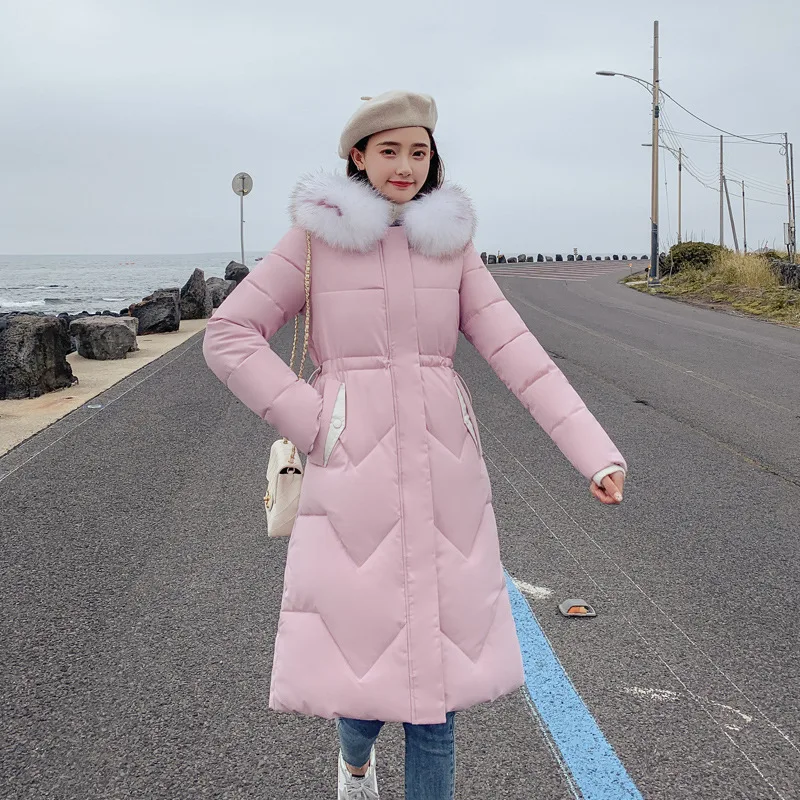 

Jackets Winter Womens Medium and Long-style Large-collar Women's Cotton-padded Women's Clothing with Thick Waist Down Jacket