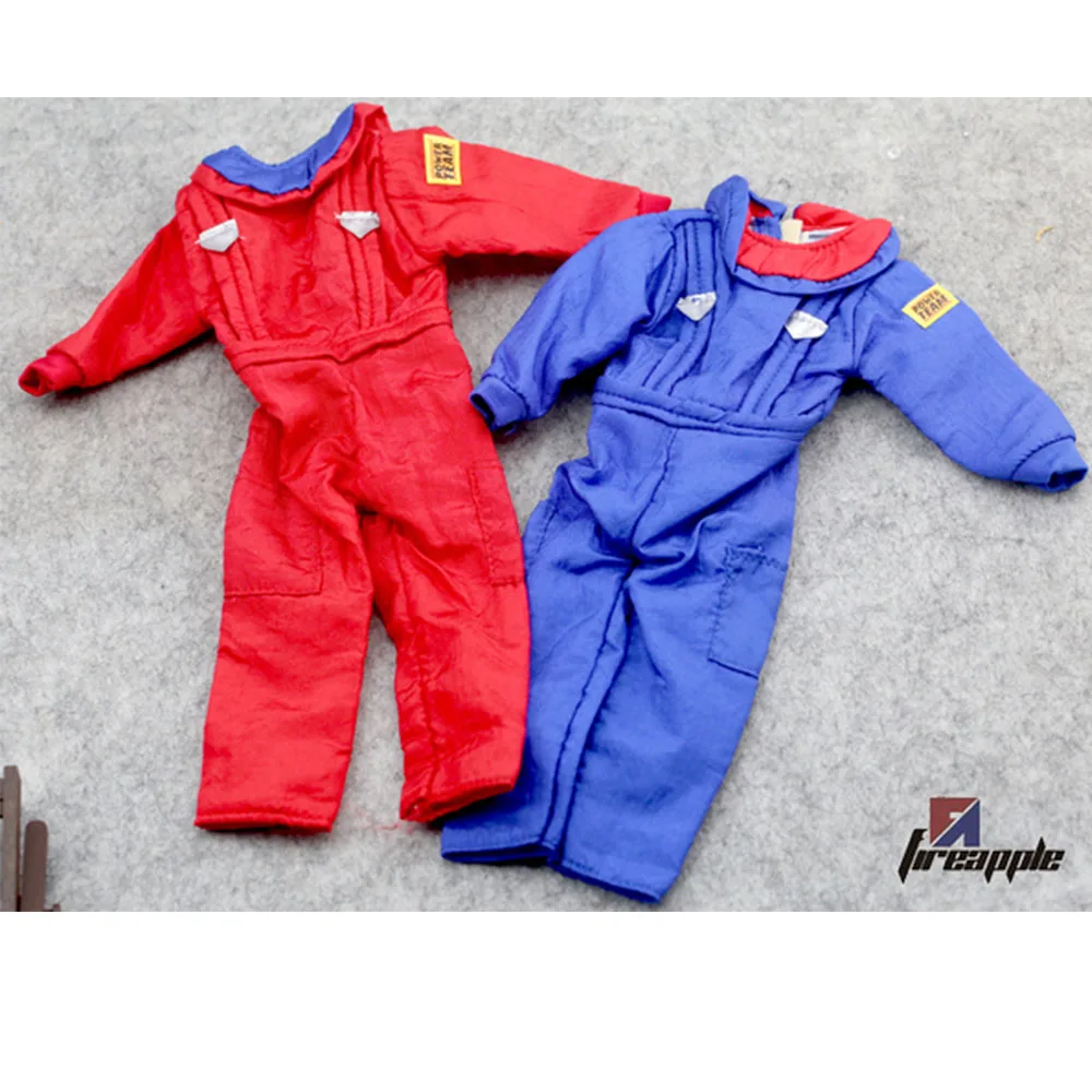 

In stock 1/6 Red and Blue two-color jumpsuit, double-sided dress with fashionable soldier accessories.