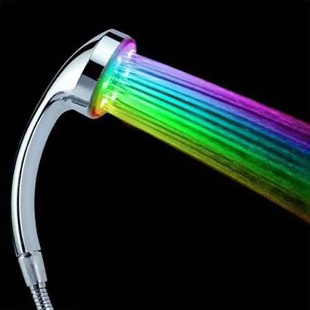 

LED 7 Colors Changing Shower Head Rainfall Shower Head No Battery Automatic Waterfall Round Bathroom Showerhead