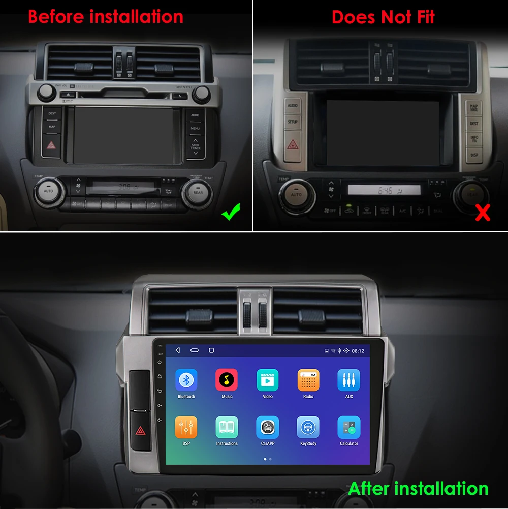 2g32g android10 car radio for toyota land cruiser prado 150 2013 2017 car dvd player car accessory 4g multimedia autoradio pc free global shipping