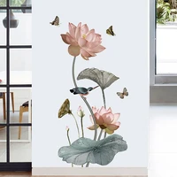 large lotus wall stickers decorative stickers flowers wall decals bedroom new year decorations living room home decor