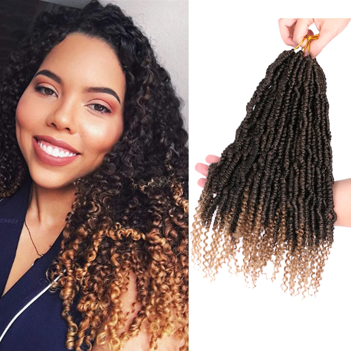 

Passion Twist Hair 14 Inch Pre looped Synthetic Crochet Braids Ombre Bomb Twist Braiding Hair Extensions For Black Women Saisity