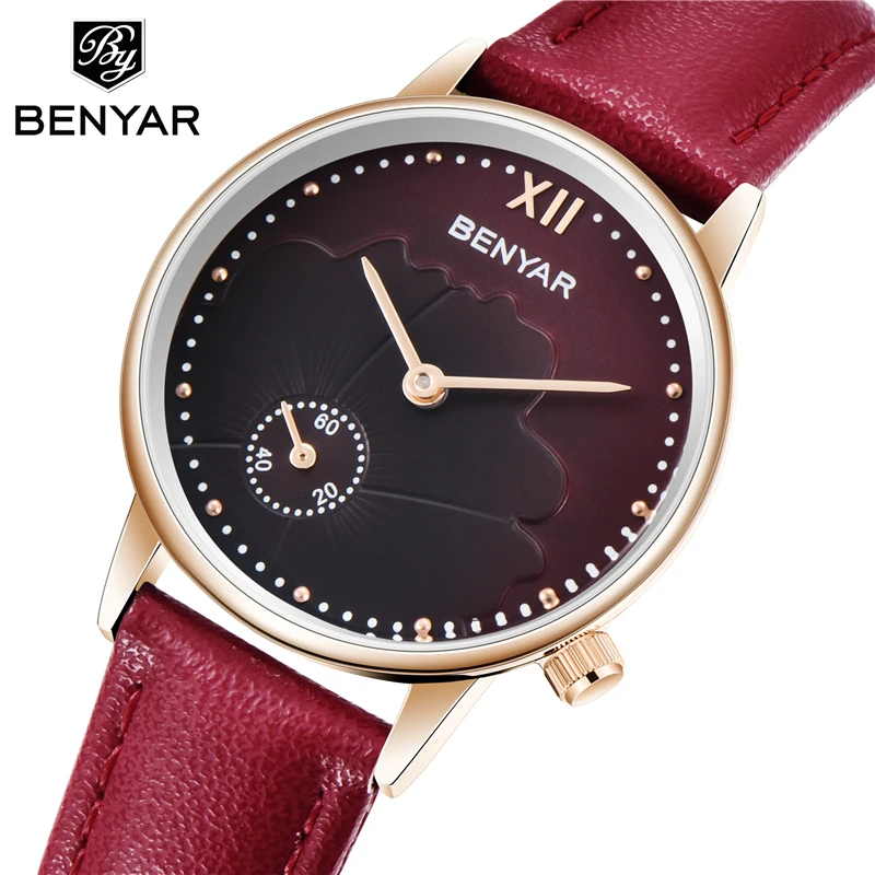 

Relogio Feminino Benyar Luxury Brand Ladies Watch Women Waterproof Fashion Leather Quartz Wrist Watch Clock Woman Reloj Mujer