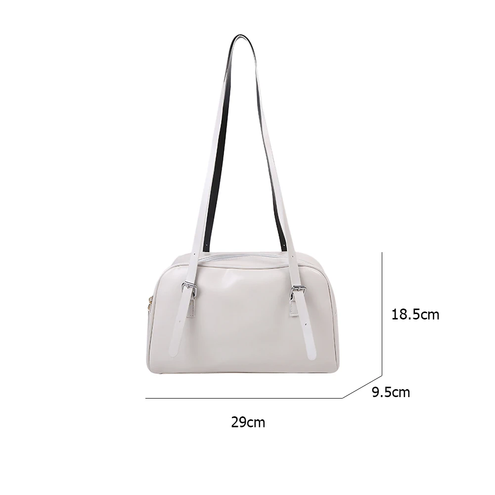 

Women Fashion PU Leather Shoulder Bags Solid Color Underarm Bag 2021 Elegant Ladies Leisure Zipper Large Capacity Totes Handbags