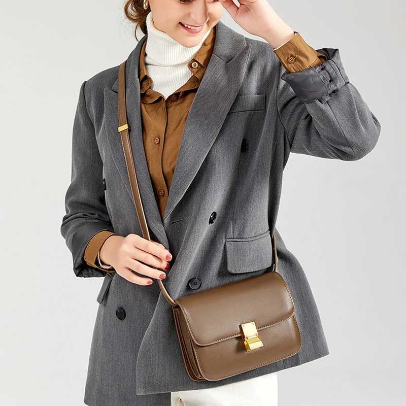 

Leather Tofu Bag Box Bag 2021 New Retro Small Square Bag Small Ck Shoulder Messenger Stewardess Bag Simple Female Bag