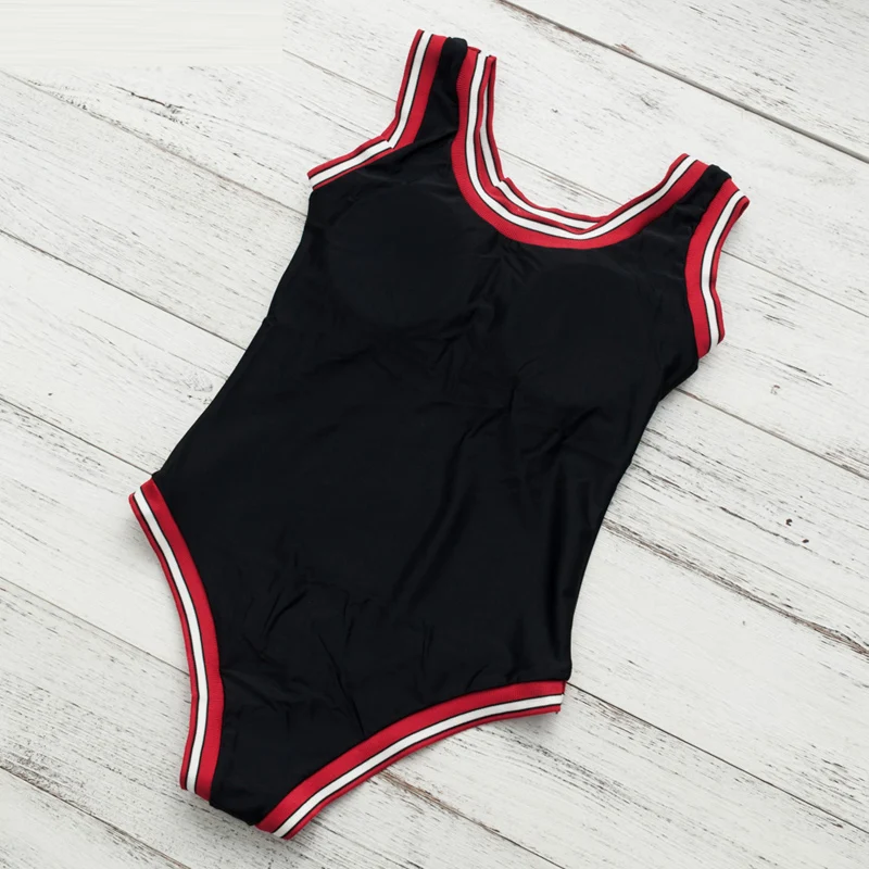 Красный цельный купальный костюм с буквенным принтом спортивная одежда для