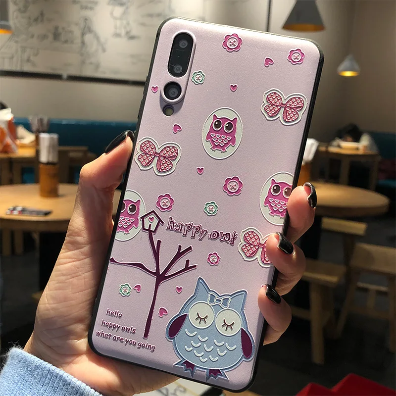 Мягкий чехол с объемным рисунком для Huawei P40 P30 Pro P20 Lite Nova 6 7i Honor 9X 8X V10 V9 Mate 30 20 20X 10 V20