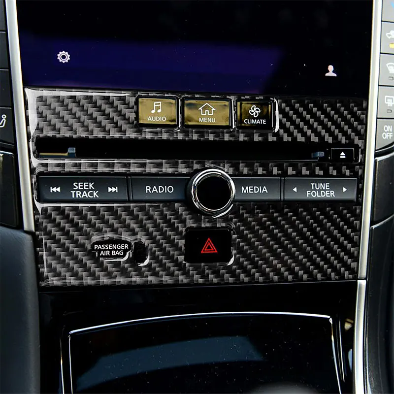 

Carbon Fiber Car Accessories Interior Central Control CD Panel Decoration Decals Cover Trim Stickers For Infiniti Q50 All Years
