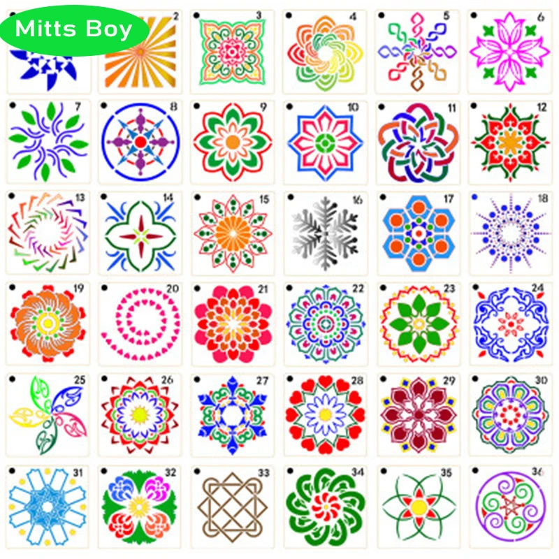 

36pcs 90*90mm Board Grid Texture DIY Layering Stencils Painting Scrapbook Coloring Embossing Album Decorative Card Template Gift