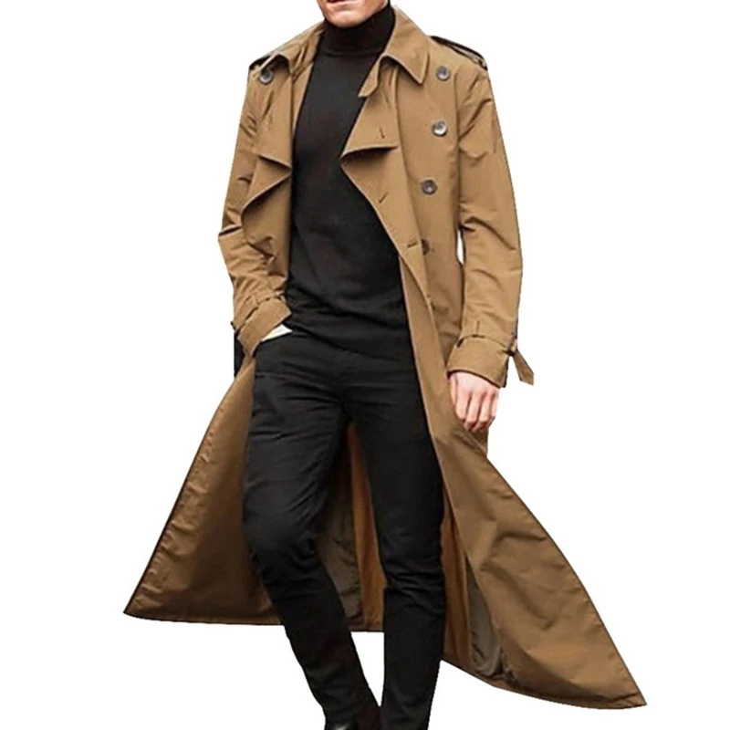 

Trench Coat Men Jacket Mens Overcoat Casual Slim Fit Windbreak Plus Size Solid Long Coat Men Fashion Winter Coats Homme