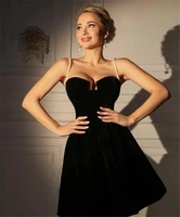 hot black velvet short prom dresses 2022 elegant pearls woman party night gowns robes de soir%c3%a9e vestidos