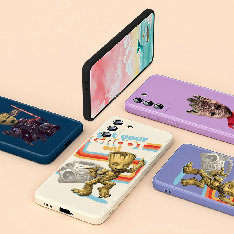 

Groot baby Cute Disney For Samsung Galaxy S10 S21 S20 Note 20 10 FE Ultra Plus Lite Pro 5G Liquid Silicone Soft Phone Case