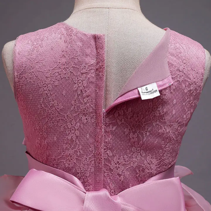 Кружевное платье принцессы с лепестками для девочек Элегантные вечерние платья