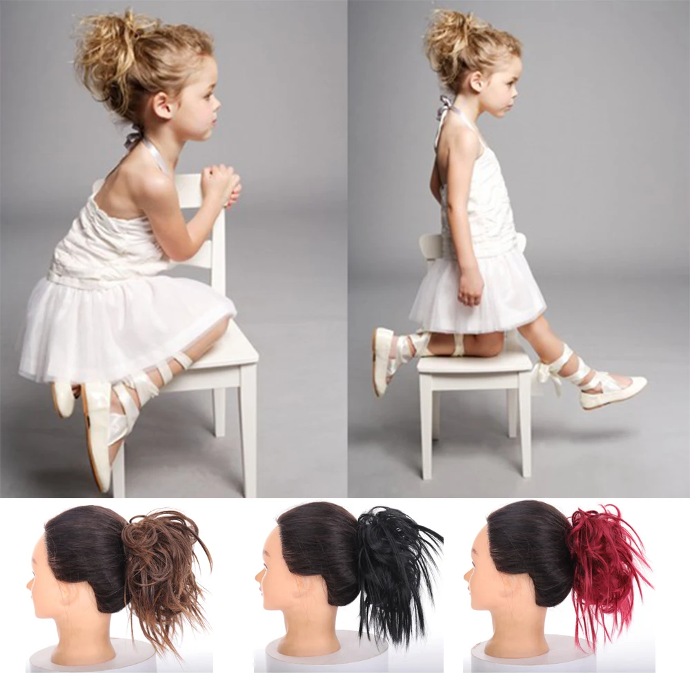 Золотисто красные кудрявые женские коричневые шиньон WEILAI с резиновой лентой