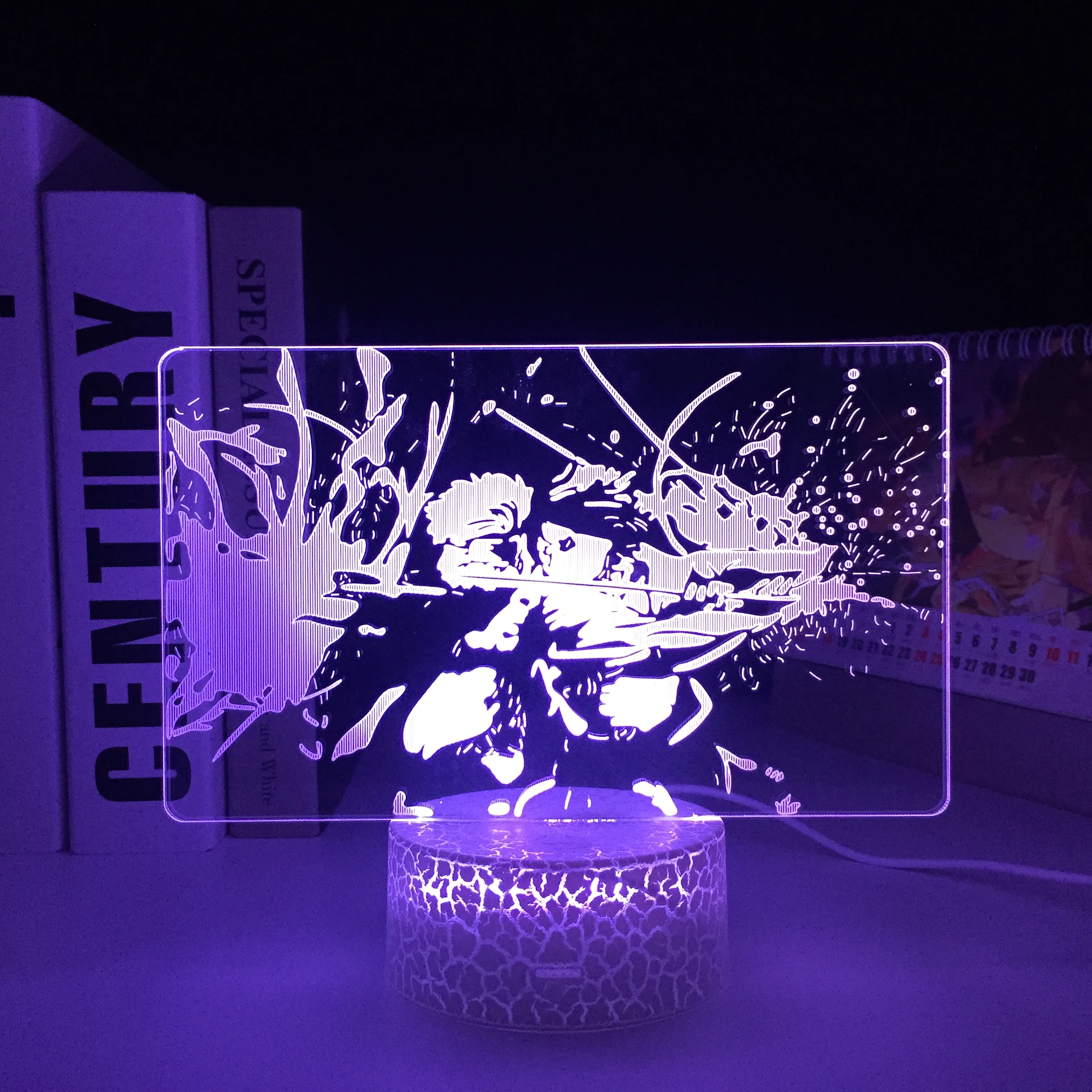 

Animation Peripherals 3D LED Lamp Anime Figure Visual Illusion White Cracked Base Acrylic Panel Night Light for USB Charging