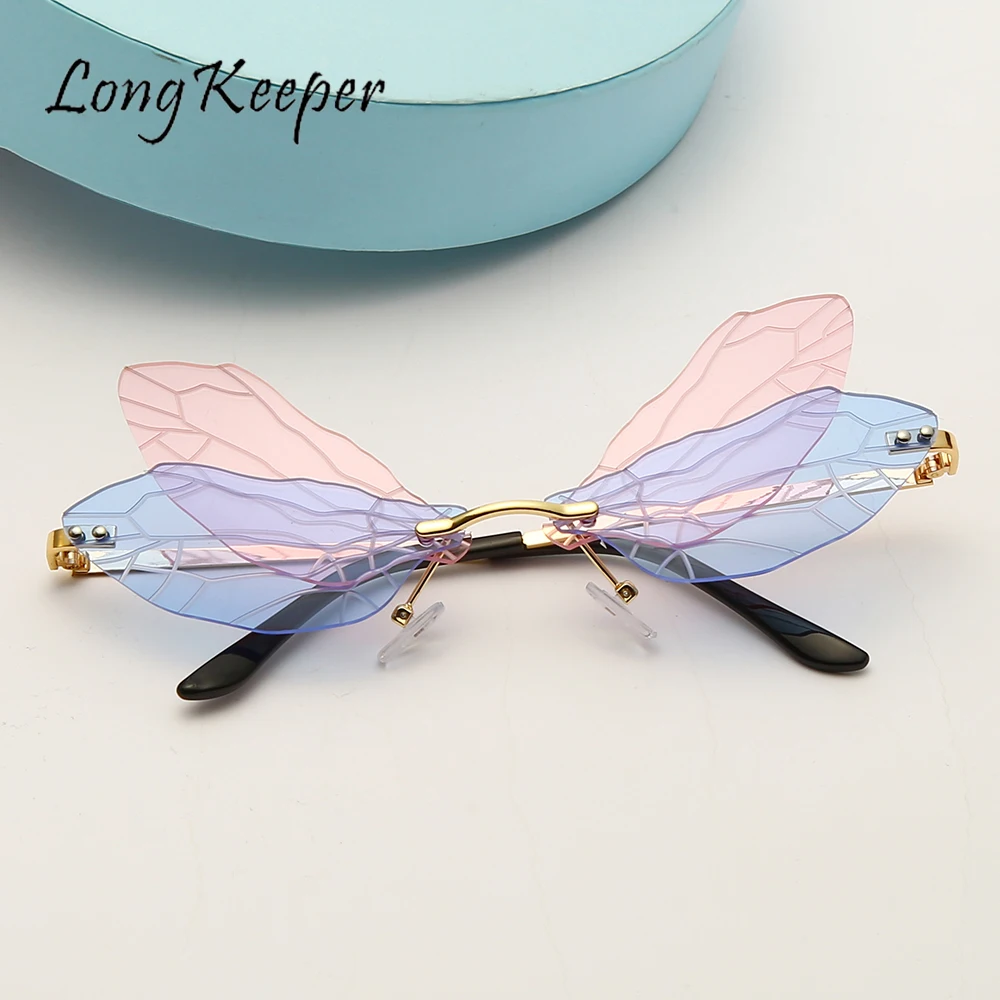 Солнцезащитные очки женские кошачий глаз в стиле стимпанк без оправы UV400 |