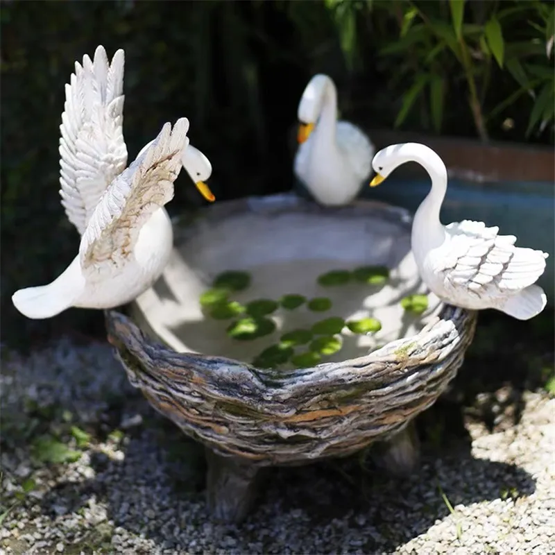 Каучуковый Белый лебедь играющий в воде цветочный горшок уличная скульптура для