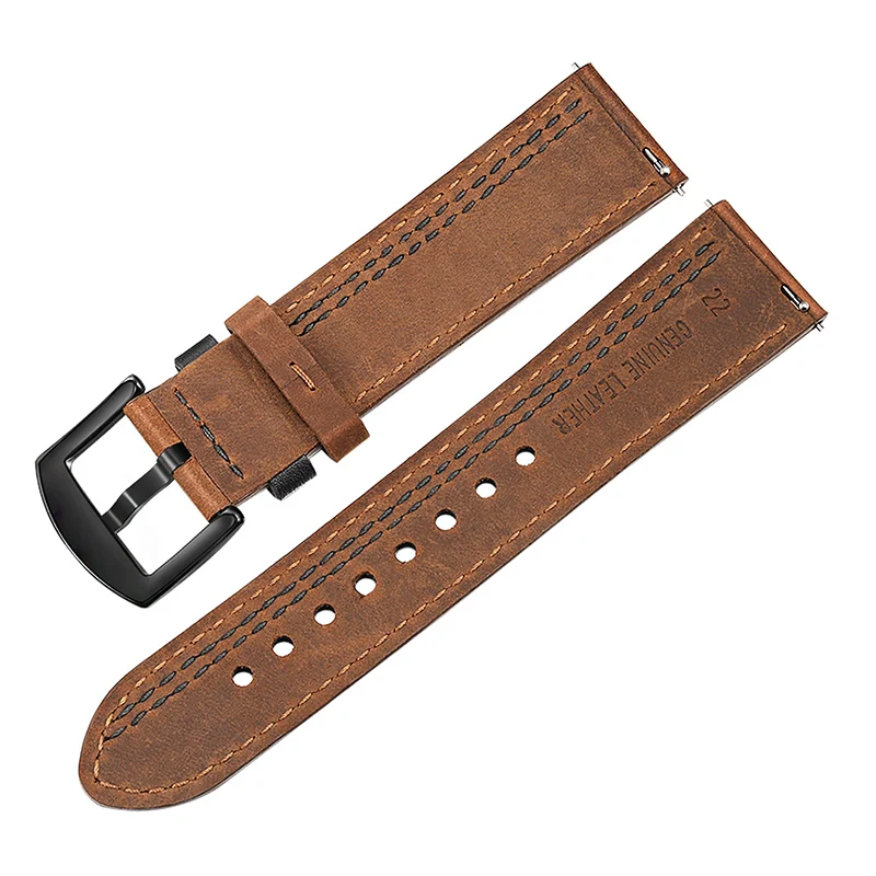 Ремешок из натуральной кожи для Samsung Gear Sport/ S2 Classic/TicWatch 2/E двухцветный