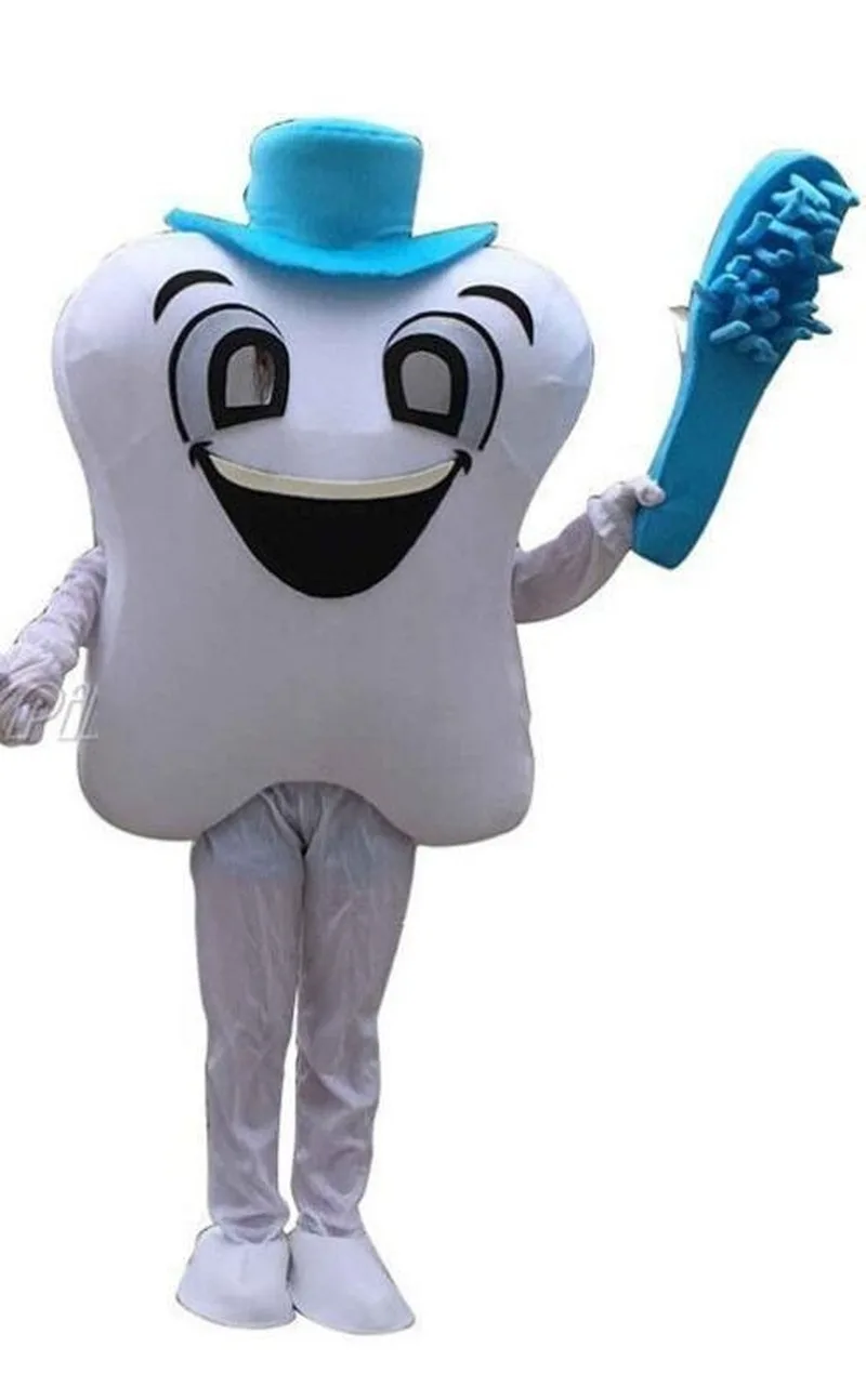 Костюм талисмана дантиста с улыбающимся зубом на Рождество Хэллоуин нарядное