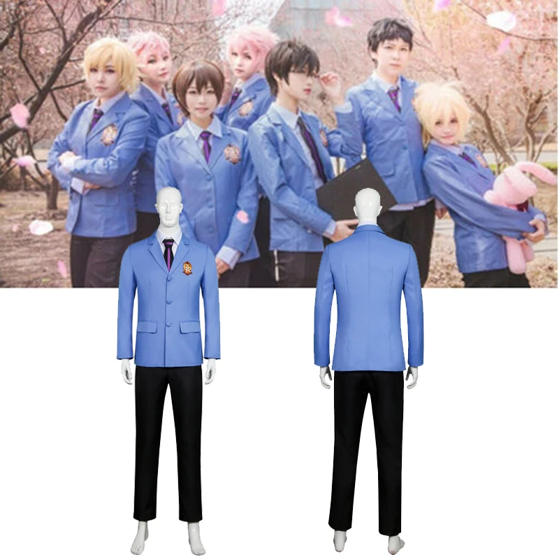 

Ouran High School Host Club haruhi fujioka Tamaki Suou cosplay School Uniform Blue Coat Halloween Suit