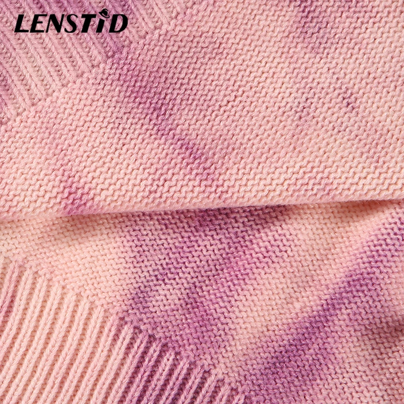 LENSTID 2019 Осень Harajuku ретро галстук краситель вязаный свитер для мужчин хип хоп