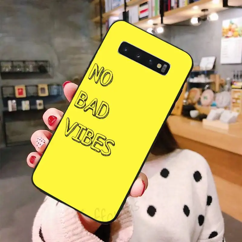 

No Bad Vibes color Text Phone Case For Samsung A50 A51 A71 A20E A20S S10 S20 S21 S30 Plus ultra 5G M11 funda shell