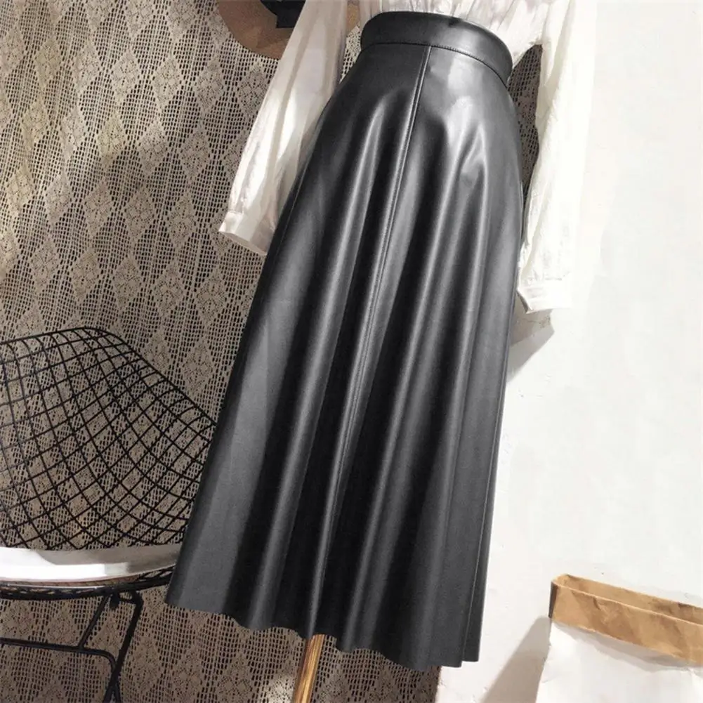Женская юбка-макси из искусственной кожи однотонная офисная юбка с эластичным
