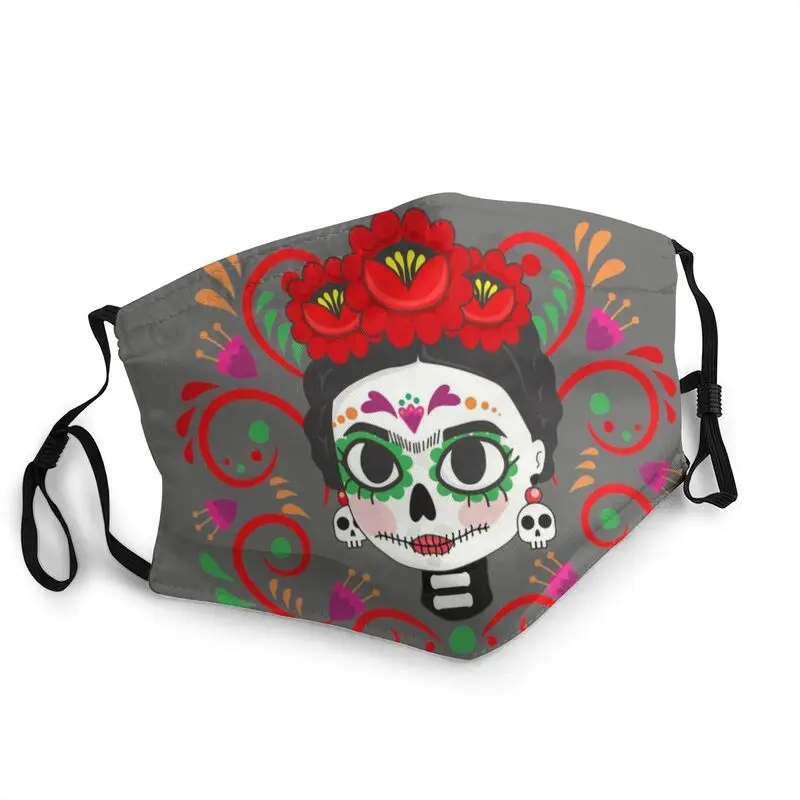 

Многоразовая маска для лица Frida Catrina для взрослых Мексиканская традиция сахарный череп против смога Пыленепроницаемая искусственная маска ...