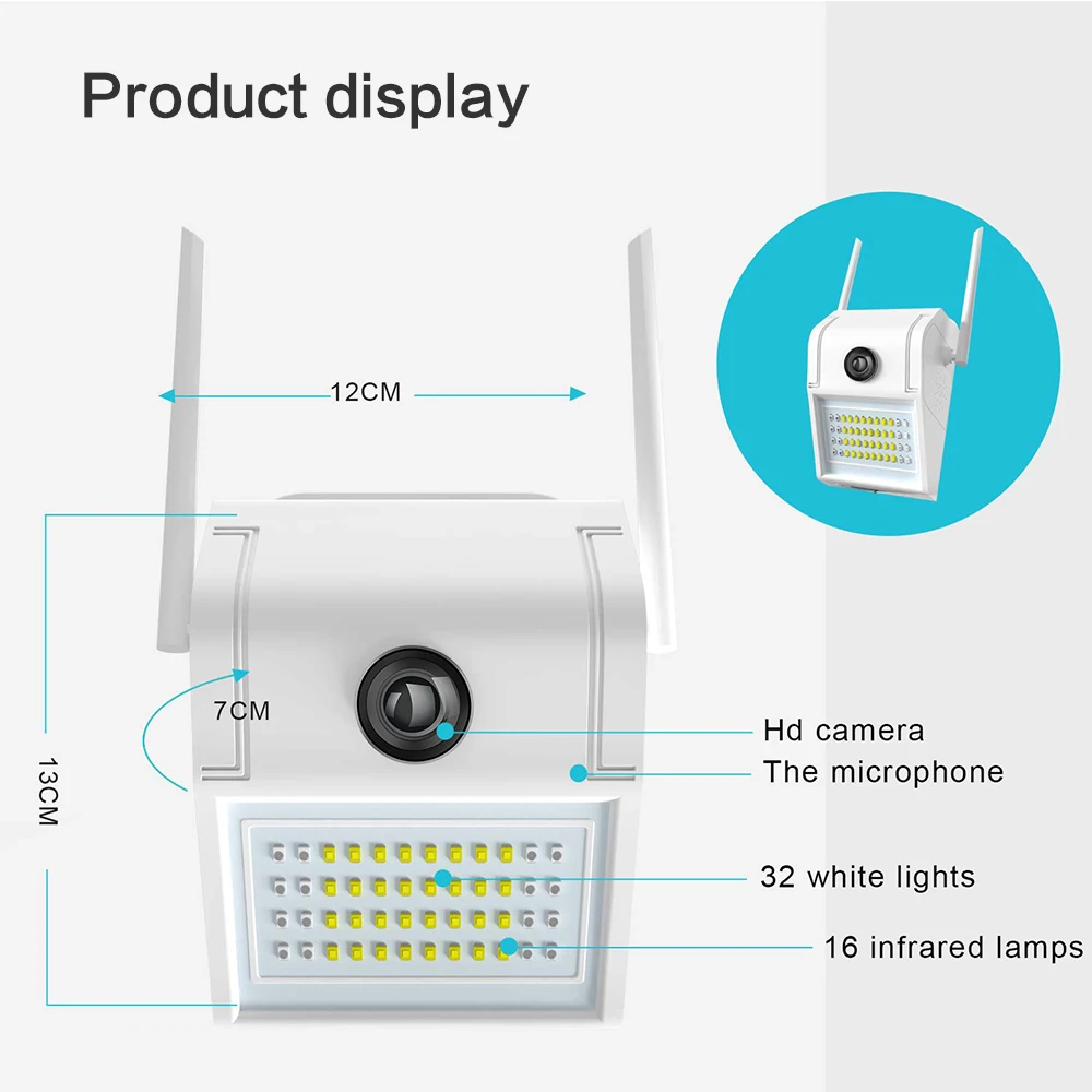 

1080P Outdoor Wireless WiFi Camera IR Audio Video Wall IP66 Waterproof IP Cam Home Garden Color Night Vision CCTV Security Came