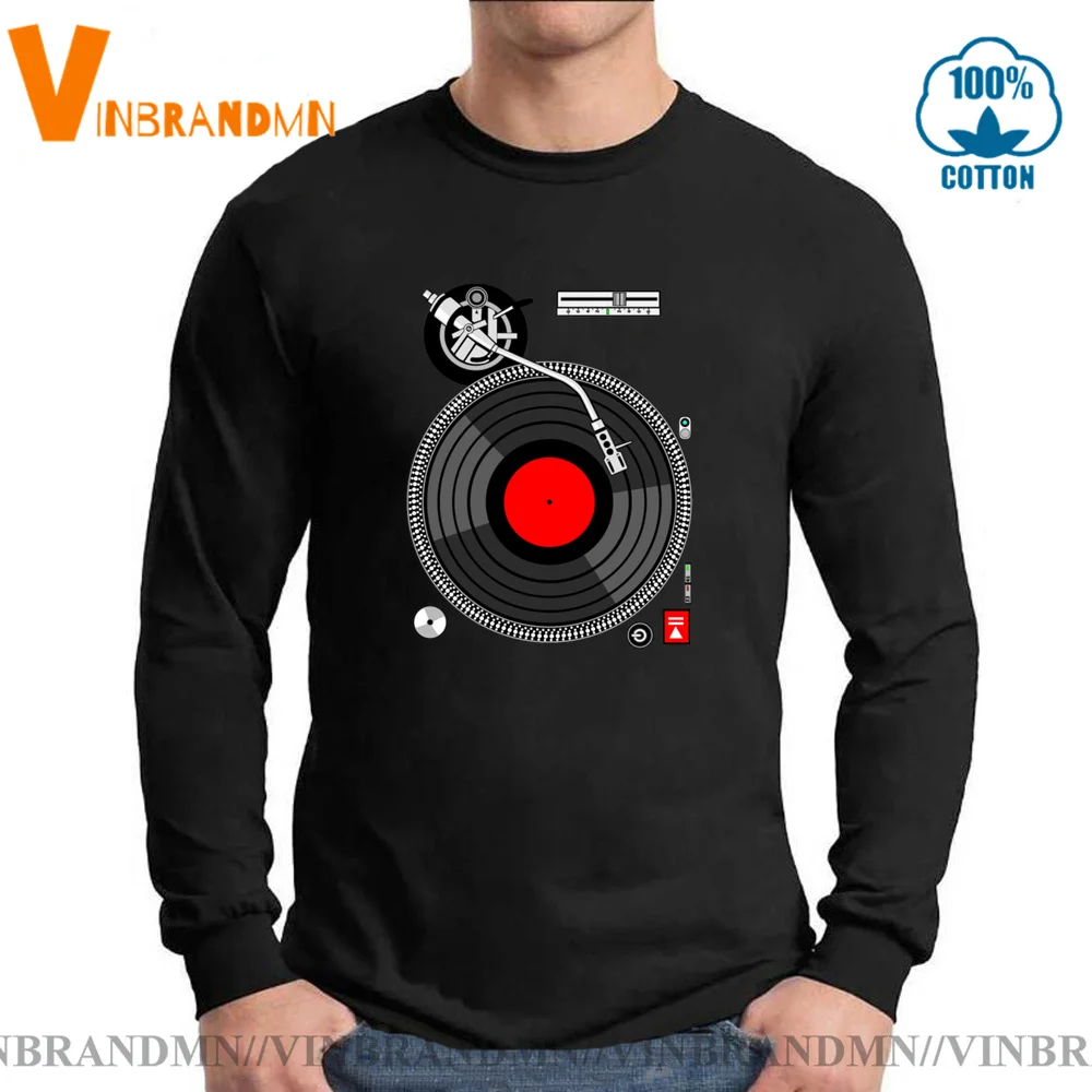 Hip Hop Hipster harajuku Tee Funny Vinyl record T Shirt men DJ Turntable Death Metal Music T-shirt Long Sleeveshumor Heavy Metal